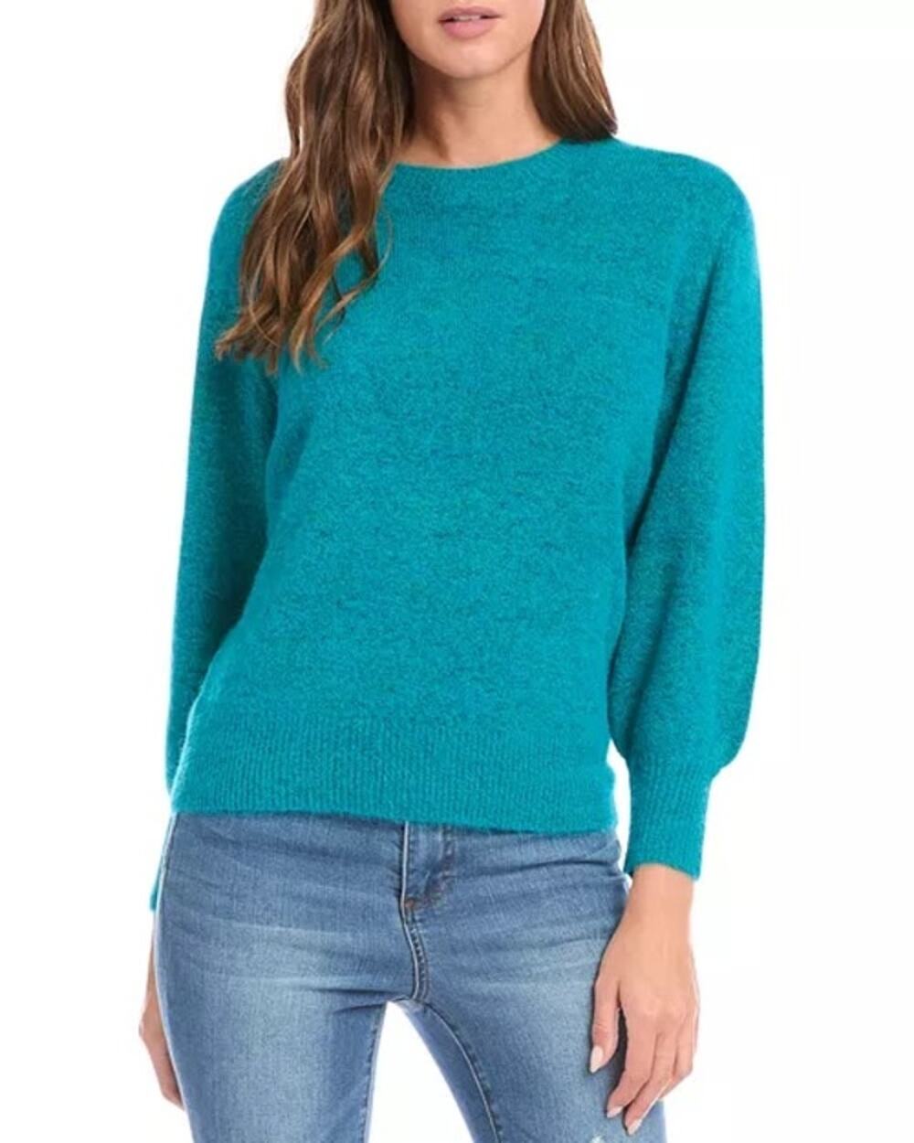 Karen Kane Teal Blouson Sleeve Alpaca Blend Sweater Small